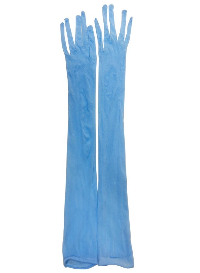 TAIKMD Women Mesh See Through Evening Gloves Opera Length Glove Mittens (Blue) - Image 4